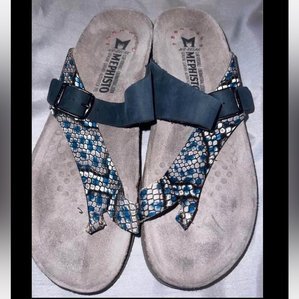 Mephisto Women's Snakeskin Blue Sandals
